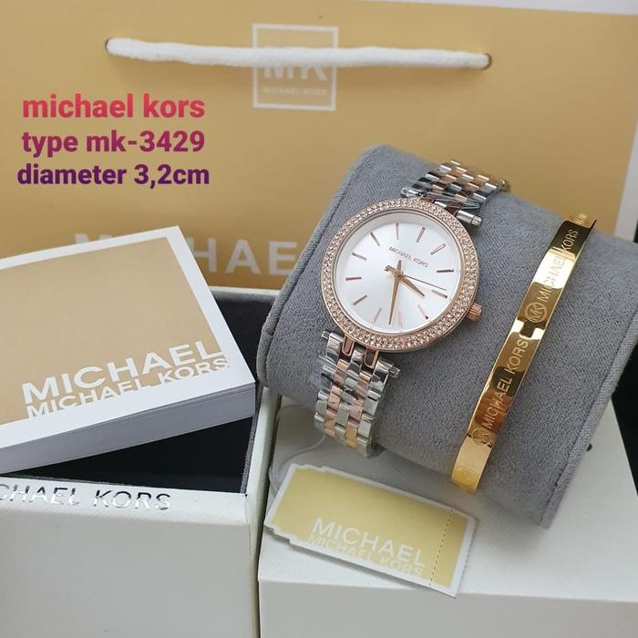 Jam Tangan Wanita Mic Haell Korss MK 3429 Original 32mm Fullset Gelang