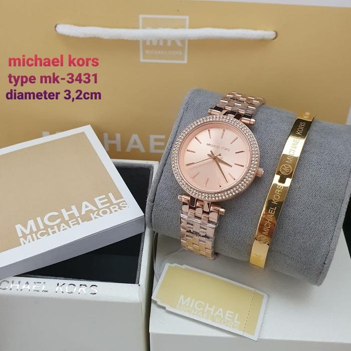 Jam Tangan Wanita Mic Haell Korss MK 3431 Original 32mm Fullset Gelang