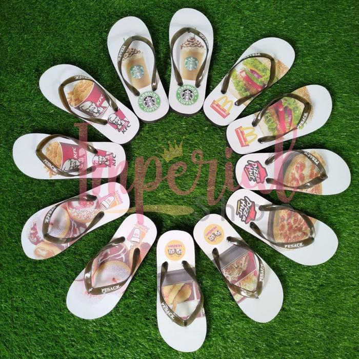 Sandal Jepit Motif Franchise Makanan Pria Wanita Sendal Capit PH McD