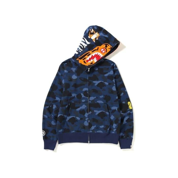 Bape Color Camo Tiger Full Zip Hoodie - BLUE 100% Original - L
