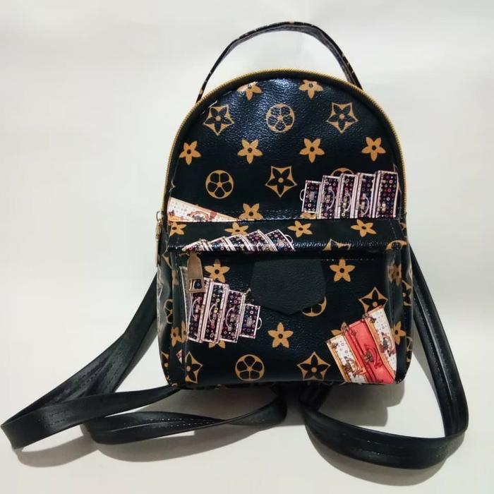 Tas Ransel Fashion Wanita Miniso Anti Air Waterproof Lucu Berkualitas - Hitam