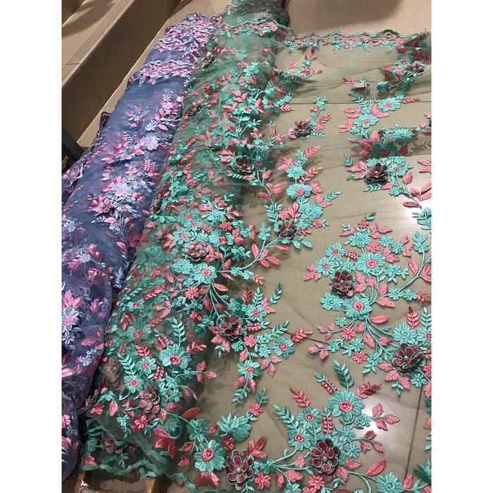 Kain Tile Prada Kembang - Hijau Tosca