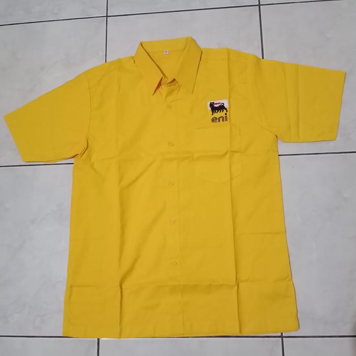 kemeja baju mekanik Crew otomotif Oli Italia Eni Kuning size M