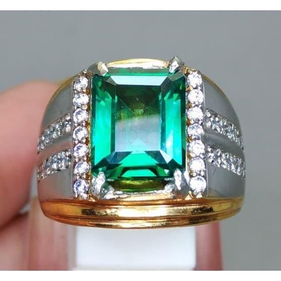Cincin Batu Akik Green Topaz Hijau Kotak
