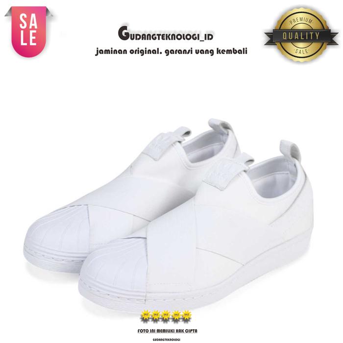 Sepatu Pria ADIDAS SUPERSTAR SLIP ON. Triple White. ORIGINAL BZ0111