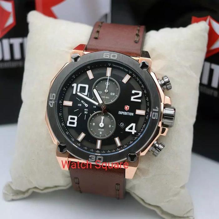 Jam Tangan Expedition Pria Original E6766 Black Rosegold