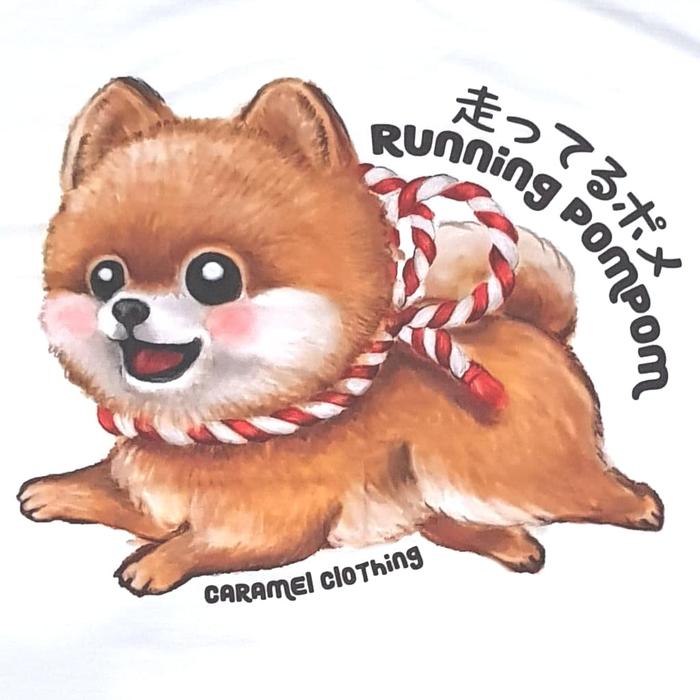 Kaos /T shirt/Baju/Kaos gambar hewan/Kaos gambar anjing POM running