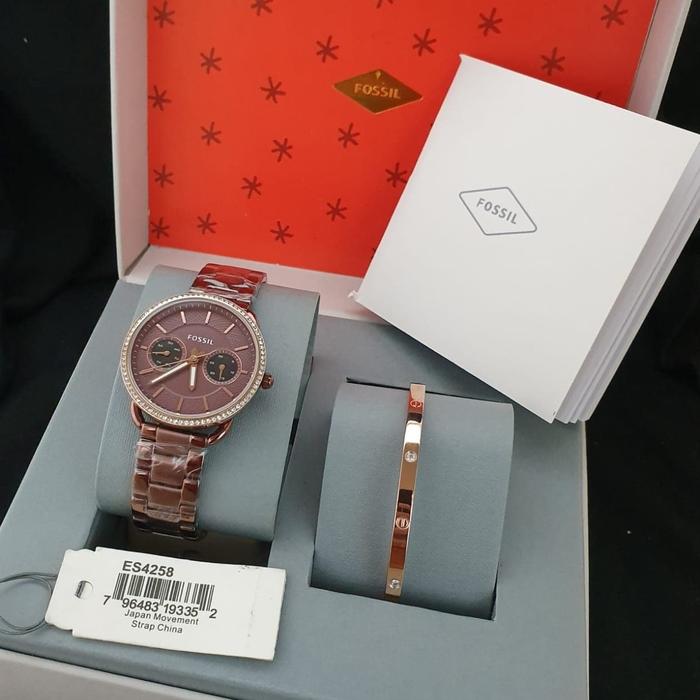 Jam Tangan Wanita Fossil ES 4258 & ES4258 Fullset Gelang 33mm Original