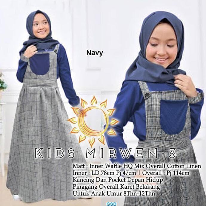 Gamis Overall Anak Tanggung/Baju Muslim Anak Perempuan-Kids Mirwen -