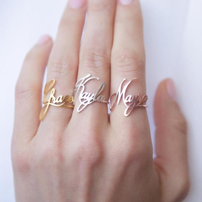 Cincin Emas Asli Ukir Nama Cincin Emas Nama Murah Cincin Wanita Cantik