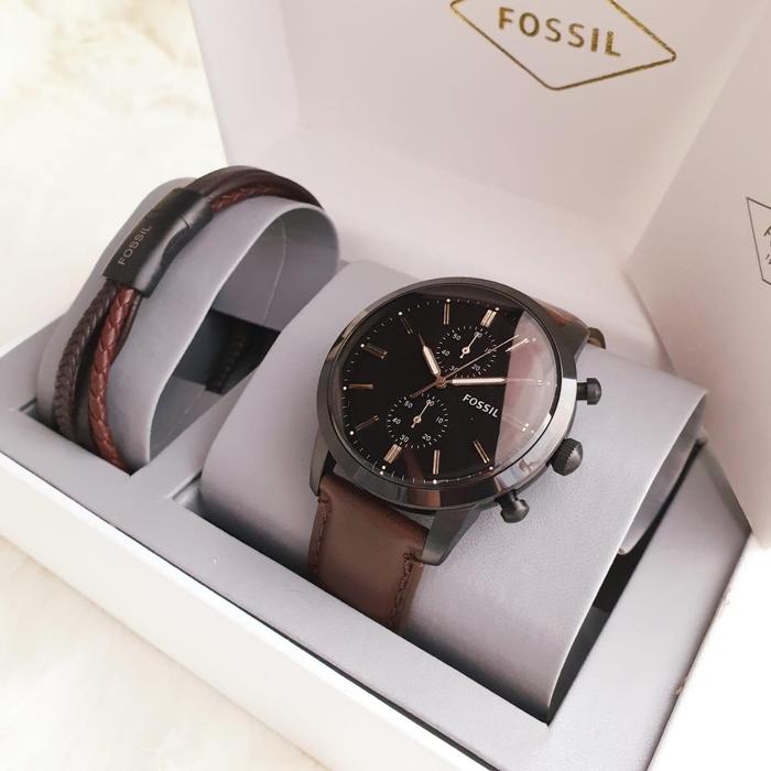 Jam Pria Merek Fossil FS 5437 & FS5437 Original 4.5cm Fullset Gelang