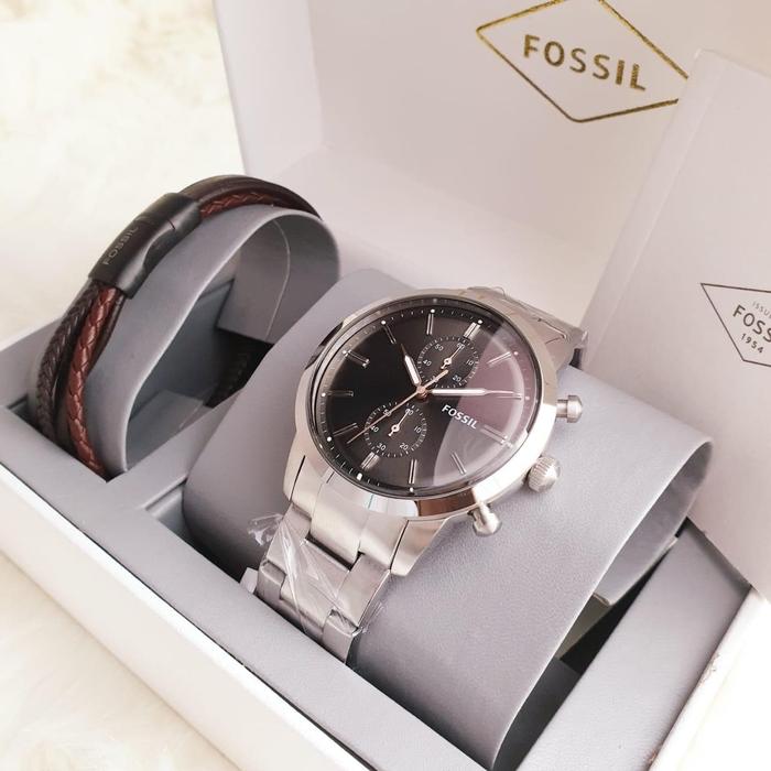 Jam Pria Merek Fossil FS 5407 & FS5407 Original 45mm Fullset Gelang