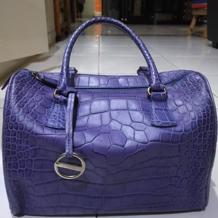 Preloved Furla Bowler Croco Bag Original Authentic