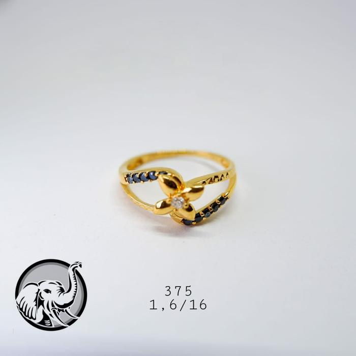 Cincin 1,6 gram Model Permata Emas Asli Kadar 375 KodeN11616