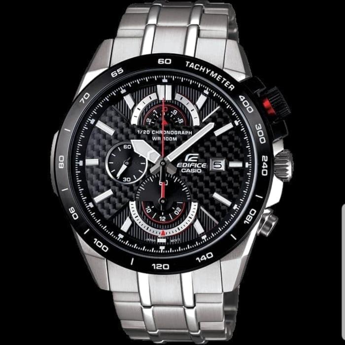 Jam tangan casio edifice ef520 silverstainless Steel bonus Box lengkap