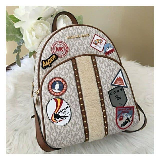Tas Michael Kors Aspen Abbey Medium Backpack Signature Vanilla Multi