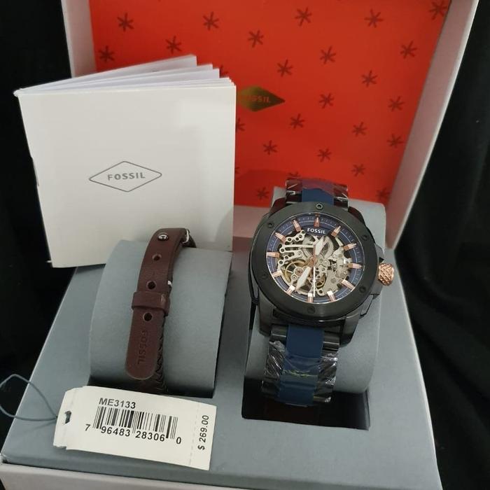 Jam Pria Fossil ME 3133 & ME3133 Automatic Fulset Gelang 45mm Original
