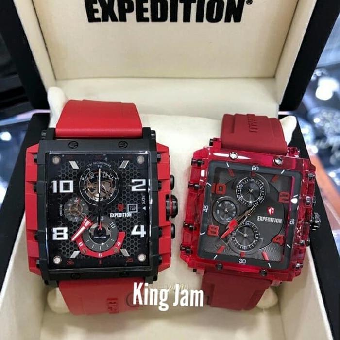 Jam Tangan Couple Expedition E 6757 / E 6808 Original Red