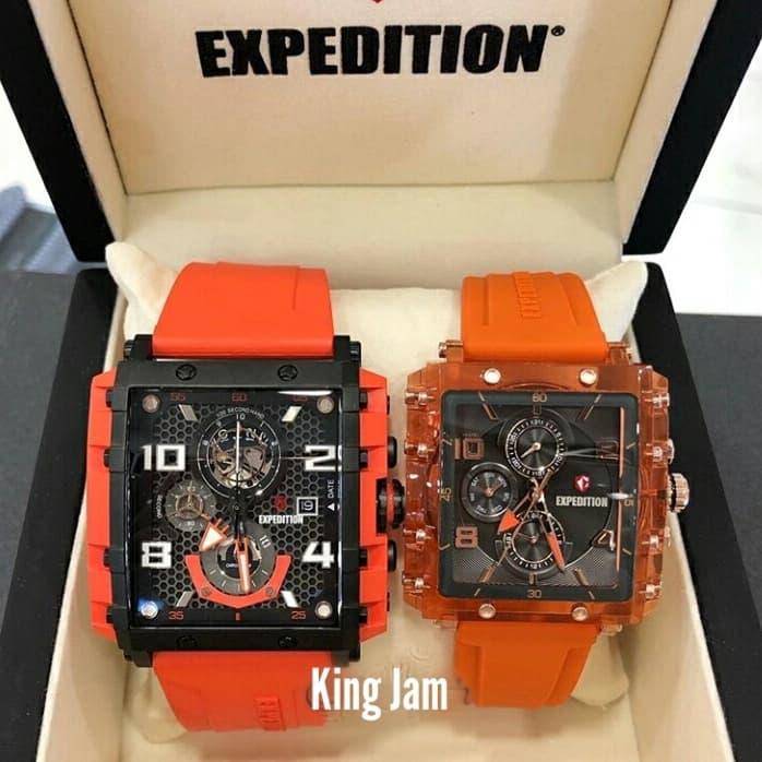 Jam Tangan Couple Expedition E 6757/ E 6808 Original Orange Rubber