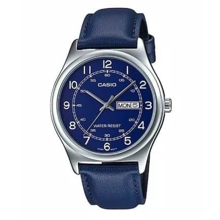 Casio Original Pria MTP-V006L-2BUDF Leather Strap