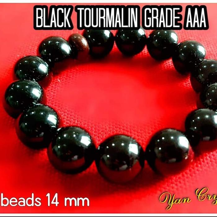 BLACK TOURMALIN BRAZIL BRACELET BEAD 14MM