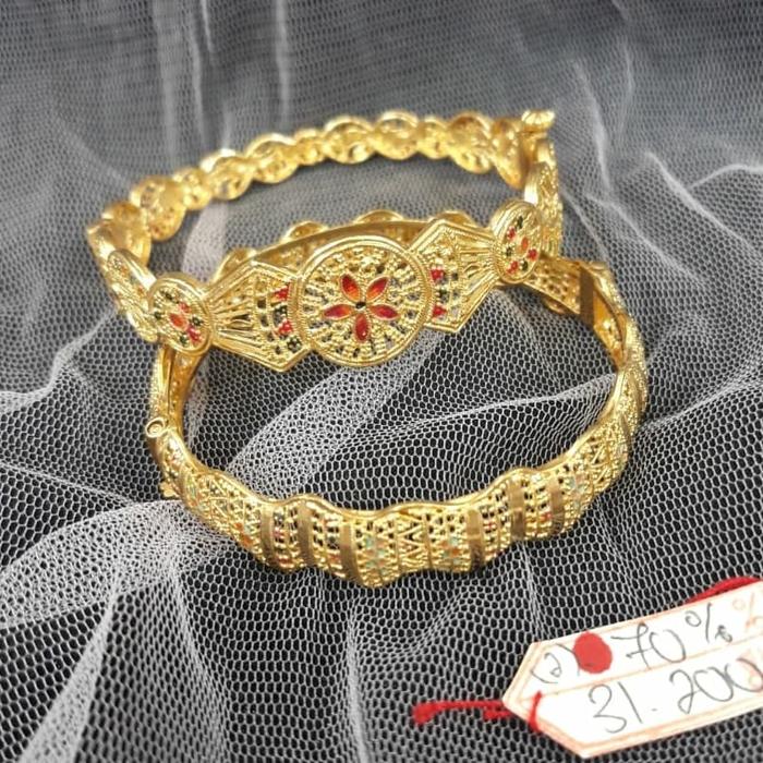 Dlm196GlDlm gelang emas kuning dubai asli arab mekkah kadar 700 Gold