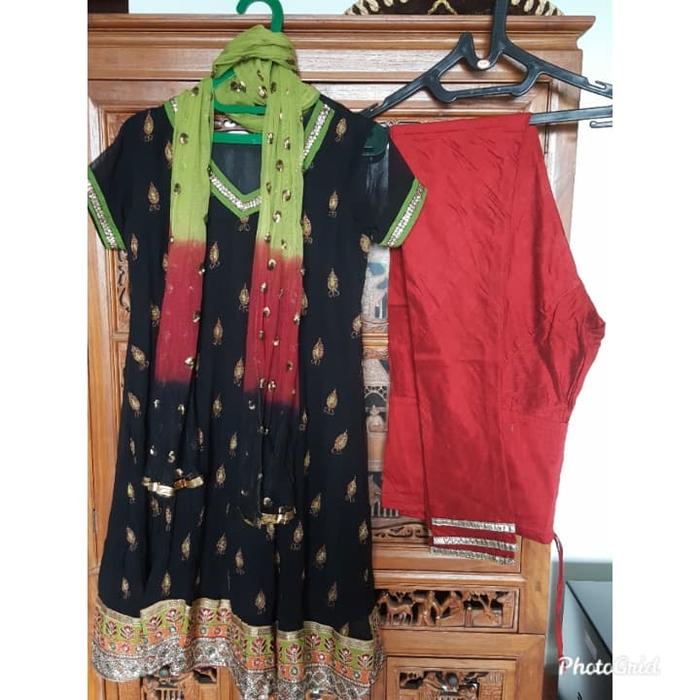 Set Dress dan Bawahan + Selendang Sari India