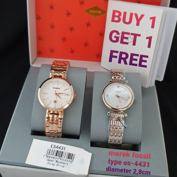 Promo !!! Jam Wanita Fossil ES 4431 Buy 1 Free 1 Ori BM 2.8cm Fullset