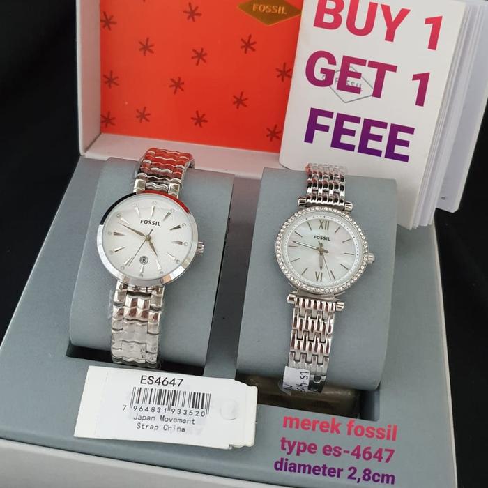 Promo !!! Jam Wanita Fossil ES 4647 Buy 1 Free 1 Ori BM 2.8cm Fullset