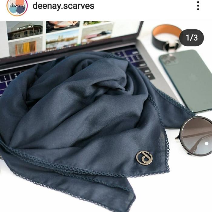 Jilbab Polos Liza Picot warna Navy by Deenay