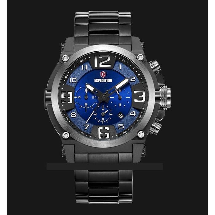 Expedition E 6605 MC BEPBU Chronograph Men Blue Dial Black Stainles