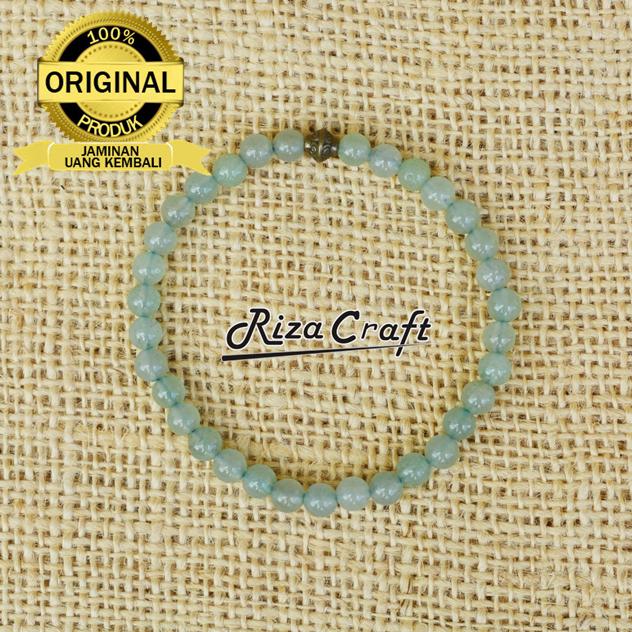 Gelang Tasbih Batu Akik 33 Butir Giok Hijau Aventurine Asli ALAM