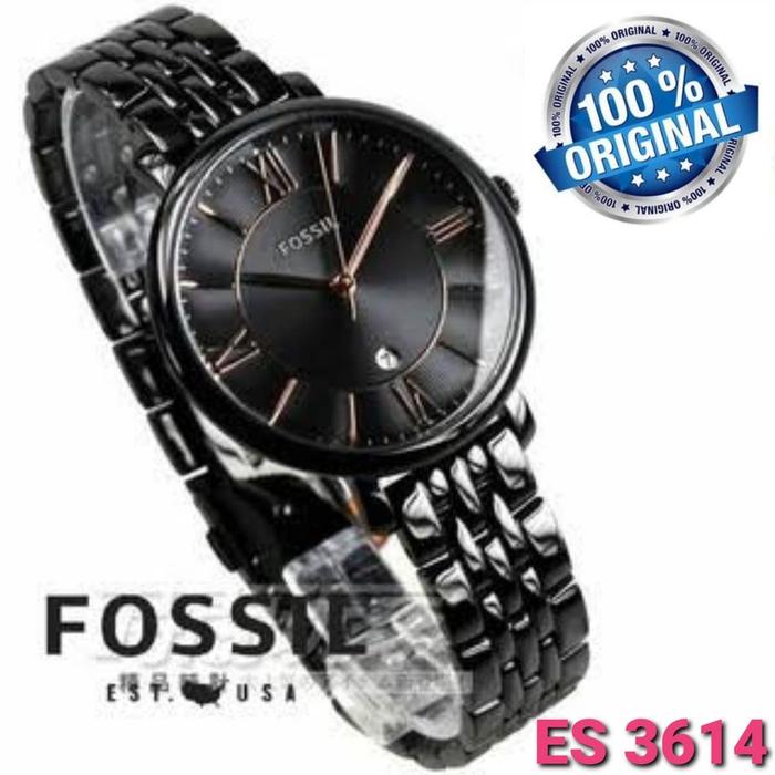 Jam Tangan Wanita Merek Fossil ES3614 & ES 3614 Black Original 3.6cm
