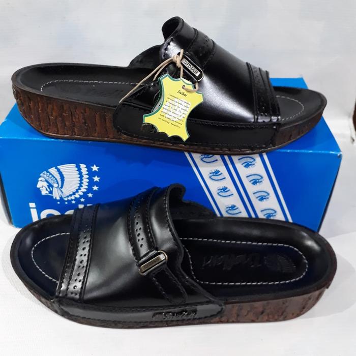 sandal INDIAN original hitam gesper polos 437