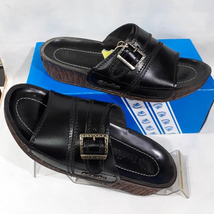 sandal INDIAN hitam gesper original kulit