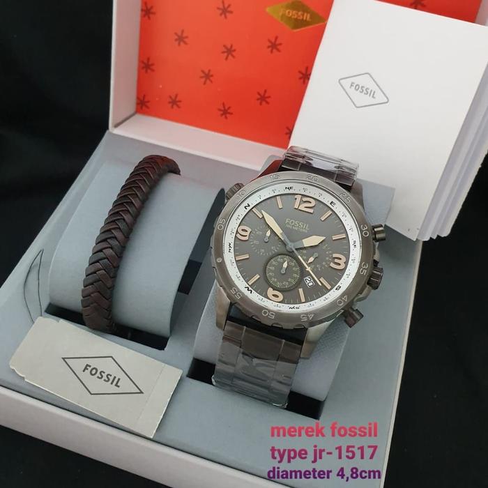 Jam Tangan Pria Fossil JR1517 & JR 1517 S.Steel Fullset Gelang 4.8cm