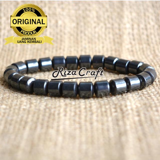 Gelang Kesehatan Pria Wanita Batu Akik Hematite Badar Besi Asli Alam