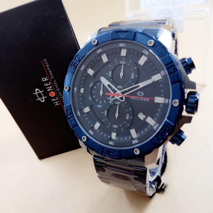 Jam tangan Hegner 5057 Silver Blue Pria