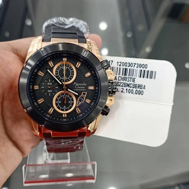 Jam Tangan Alexandre Christie Original Pria AC6226 Black Rosegold