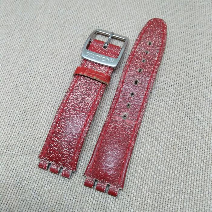 Swatch strap vintage original buckle leatherstrap tali kulit rantai jamtangan swatch swissmade leath