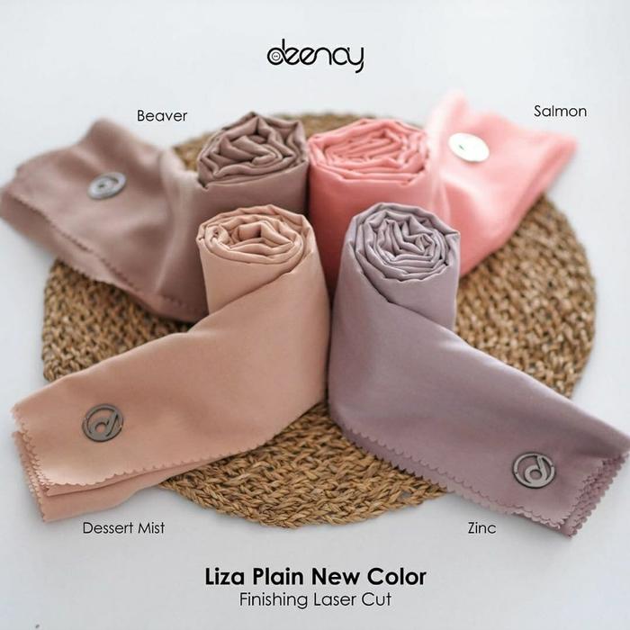 Deenay Jilbab Polos Liza Salmon Pink Finishing Laser Cut Warna Baru Liza Plain New Color
