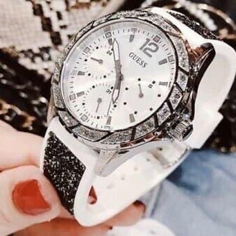 Jam Tangan Wanita Merek Guess W1096L1 Diamond DayDate Original 4.0cm