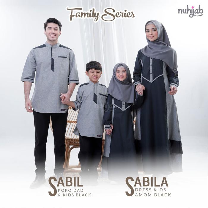 Baju Couple Keluarga + Nuhijab Family Series Sabil Black + Original