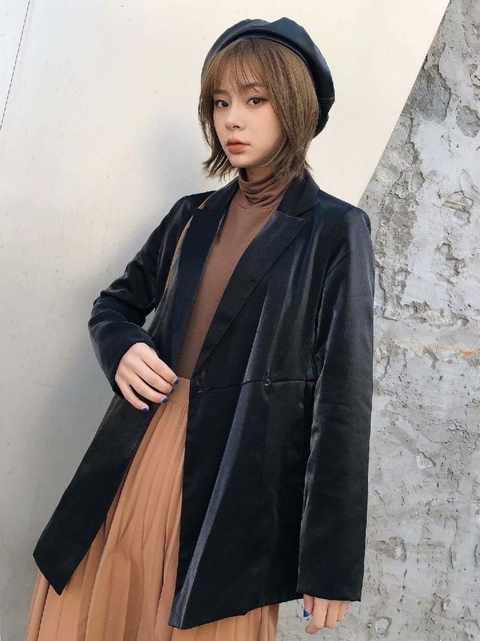 Baju Blazer Wanita Black Soft Suede sz M Import