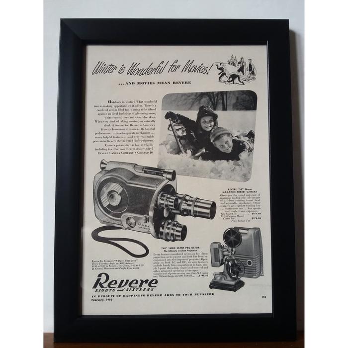 Frame Iklan Jadul 40s Asli REVERE. Poster Cine Movie Camera Antik Kuno