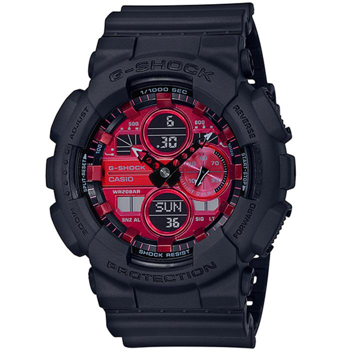 JAM TANGAN PRIA CASIO G-SHOCK ORIGINAL ADRENALINE RED ANALOG DIGITAL HITAM MERAH RESIN GA-140AR-1A C