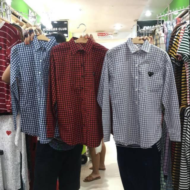 ( READY - COD ) KEMEJA PLAY MOTIF CDG ORIGINAL BANGKOK