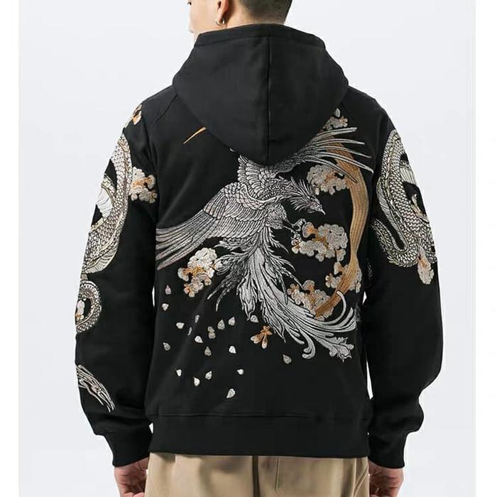 Hoodie Sukajan Phoenix Dragon Arms Embroidery
