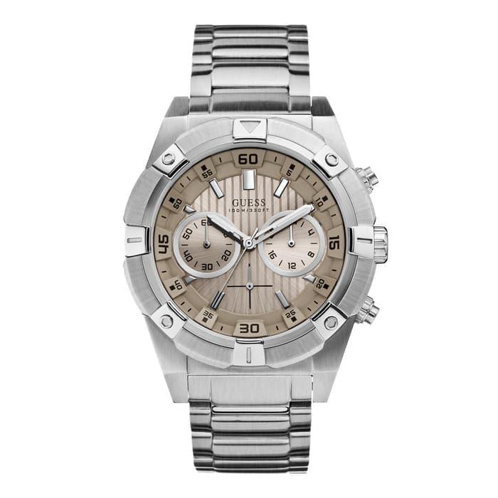 Jam Tangan Pria Merek Guess W0377G1 New Silver Original 4.4cm Fullset