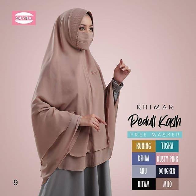 jilbab instant khimar peduli kasih free masker pencegah corona hijab